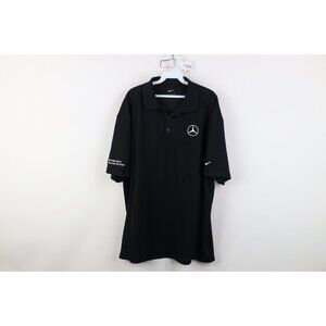 Nike Golf Mens XL Spell Out Mercedes Benz Financial Services Polo Shirt Black